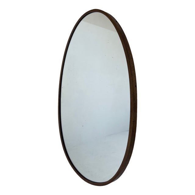 Oval Mirror with Brass Frame, 1970s For Sale