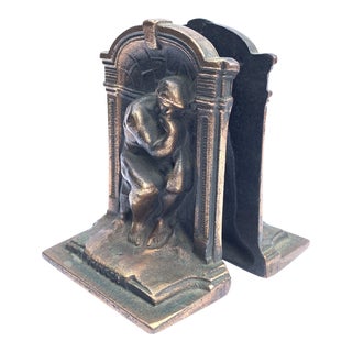 Vintage Bronze Thinker Bookends - a Pair For Sale
