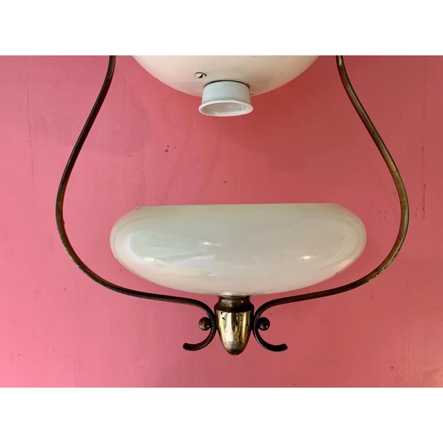 Art Deco AMBA Hanging Lamp by Alfred Müller in the style of Jean Royère, 1940s For Sale - Image 9 of 14