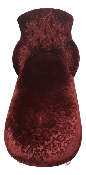 Vintage Red Velvet Floral Brocade Lounge Chair