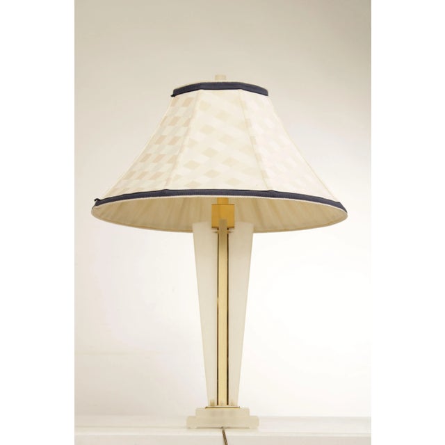 Frederick Cooper 1990s Frederick Cooper Art Deco Style Lucite Brass Table Lamp For Sale - Image 4 of 13