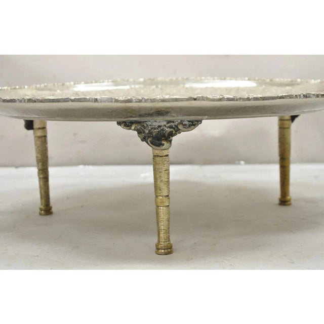 Metal Mid 20th Century Large Victorian Style Oval Silver Plated Serving Platter Tray Raised on Feet For Sale - Image 7 of 12