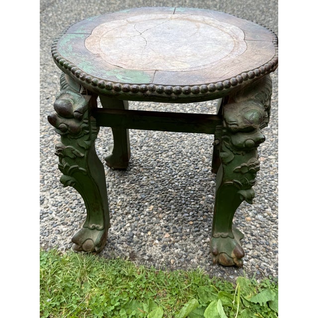 Wood Antique 19th Century Chinese Carved Hongmu Rosewood Marble Top Table Cut Down For Sale - Image 7 of 7