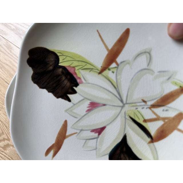 1950s Red Wing Pottery Lotus Pattern Square Bread Plates - Set of 10 For Sale - Image 6 of 7