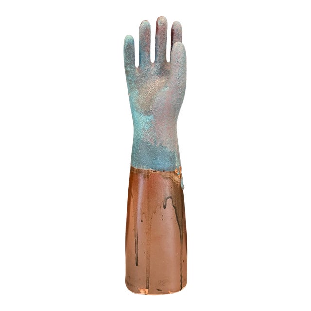 Mid 20th Century Industrial Painted Porcelain Glove Mold Sculpture Artist Edition For Sale