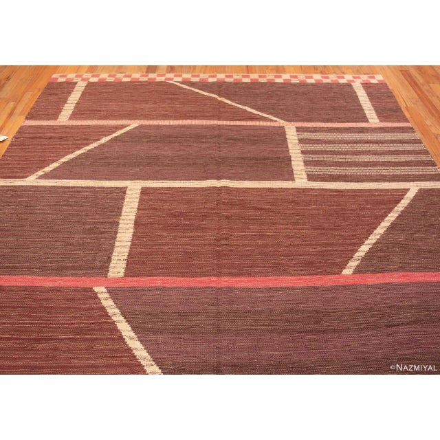 Geometric Swedish Design Flatwoven Area Rug For Sale In New York - Image 6 of 7
