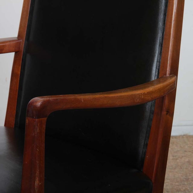 Vintage Wooden and Leather Armchairs, 1950s, Set of 2 For Sale - Image 4 of 7