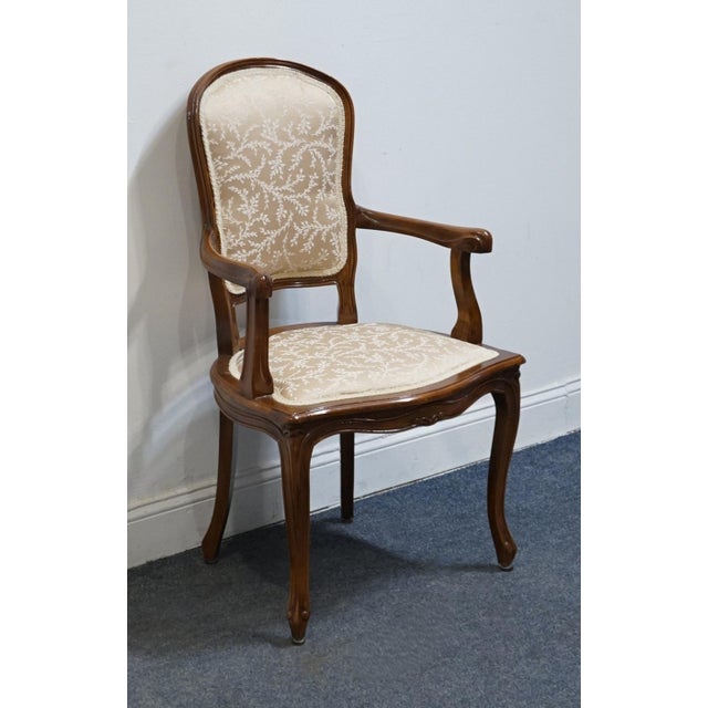 High End Vintage Country French Provincial Solid Cherry Dining Arm Chair For Sale - Image 4 of 9