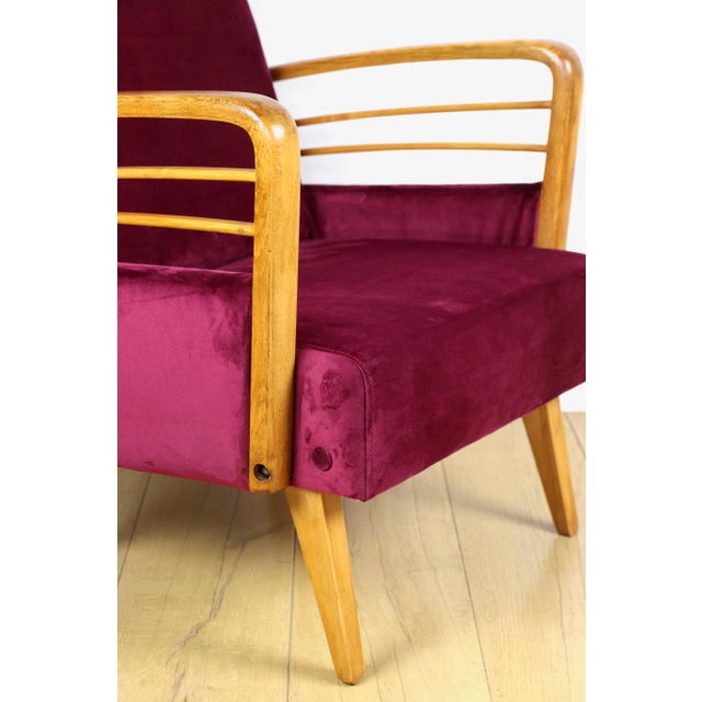 Vintage Art Deco Loft Armchair in Raspberry, 1960s For Sale - Image 11 of 13