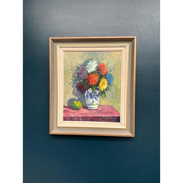 Eric Lundgren, Asters in Ceramic Vase, 1950s, Oil on Canvas, Framed For Sale - Image 15 of 18