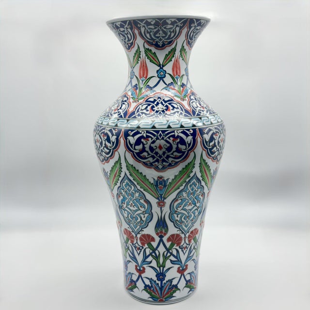Ceramic Handmade Monumental Iznik Floor Vase (50cm) – Palace Style Rumi & Tulip Medallions – Ottoman Court Art For Sale - Image 7 of 8