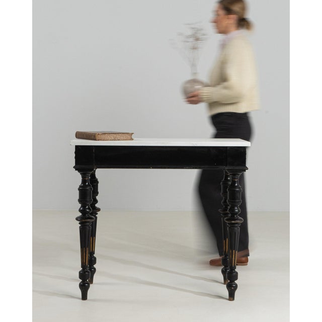 Wood 19th Century France Black Wood Console Table For Sale - Image 7 of 11