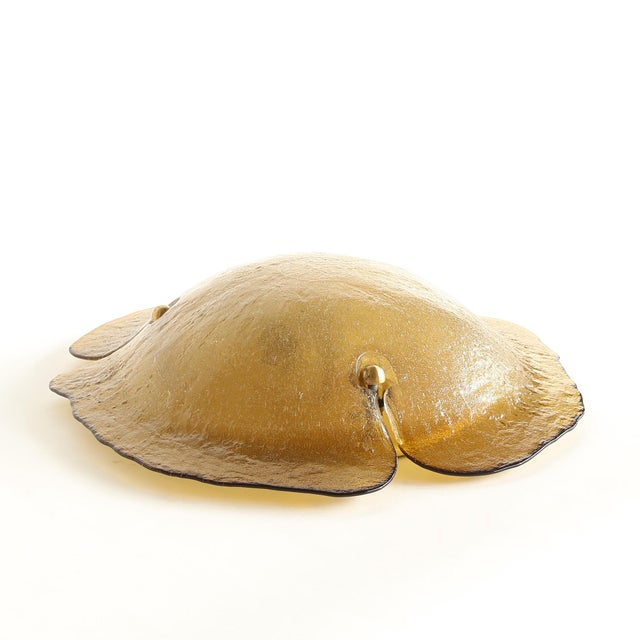 Forest Green Organic Form Amber Glass Ceiling Light, 1970s For Sale - Image 8 of 8