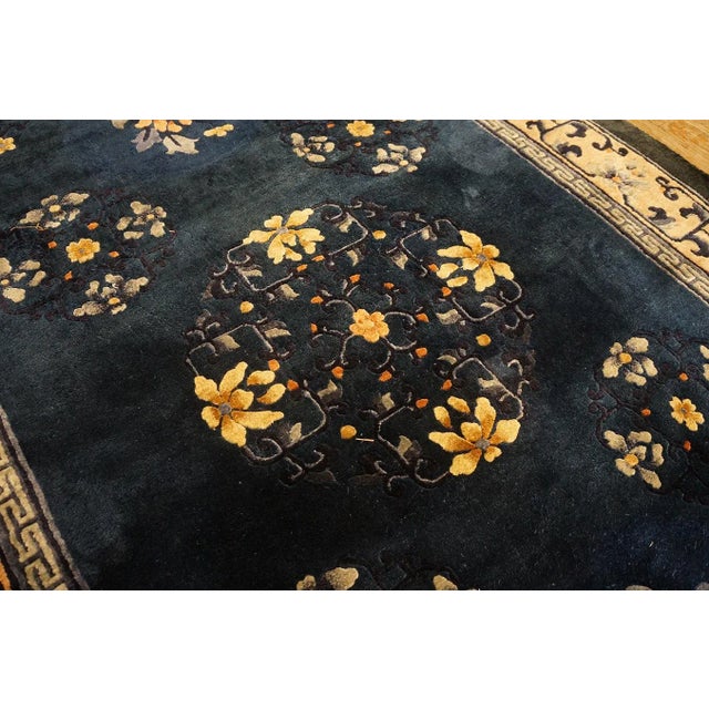 Navy Blue Vintage Chinese Silk Rug For Sale - Image 8 of 12