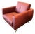 Dante Italian Modern Poppy Leather Lounge Chair With Bronze Stainless Steel Base For Sale
