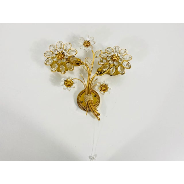 Floral Crystal Glass Sconce from Palwa, Germany, 1960s For Sale - Image 10 of 12