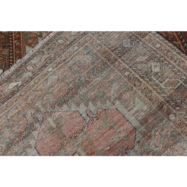 Antique Persian Hamedan in Rustic Earthy Tones With Tribal Medallions For Sale - Image 12 of 12