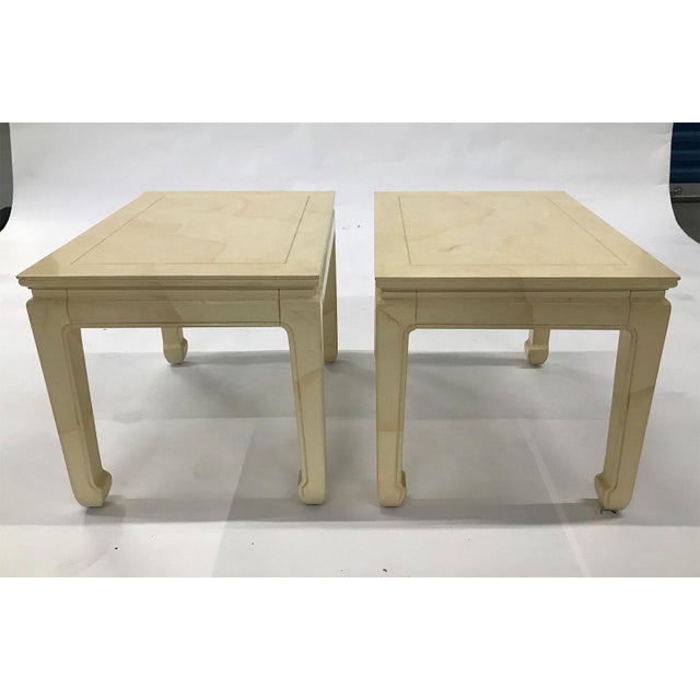 Asian Henredon Asian Inspired Faux Goatskin Tables — a Pair For Sale - Image 3 of 12