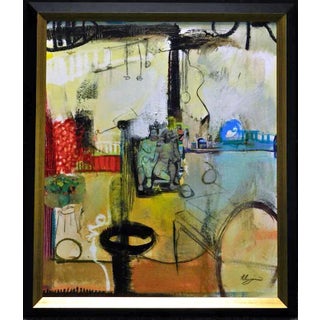"Abstract One" Contemporary Abstract Expressionist Oil Painting by Helen Zarin, Framed For Sale