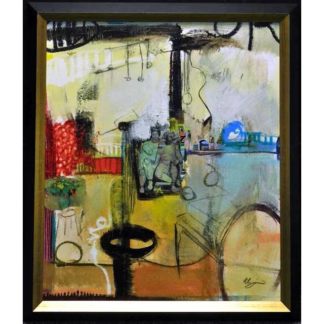 "Abstract One" Contemporary Abstract Expressionist Oil Painting by Helen Zarin, Framed For Sale