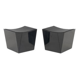 Modern Black Lacquered Ottomans, Pair For Sale