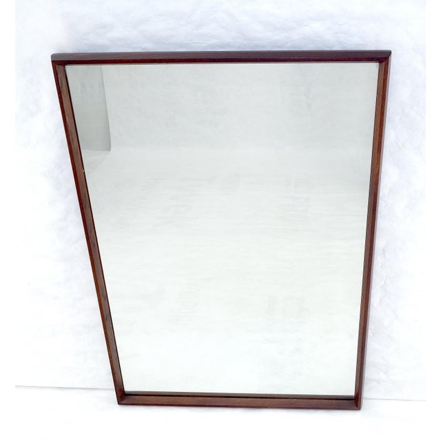 Mid 20th Century Mid Century Modern 2" Deep Profile Solid Walnut 32x43 Rectangle Wall Mirror MINT For Sale - Image 5 of 15