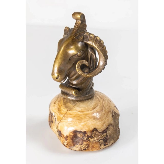 French 19th Century Bronze Figure of a Ram's Head on Petrified Stone Base, Probably French For Sale - Image 3 of 12