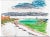 1960s watercolor of a beach and boardwalk. Probably the work of Maine artist Eleanore Yeaton Stevens (1901-1994) as it was...