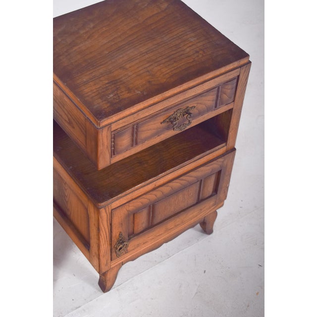 Brown Portuguese Oak Bedside Tables, 1980s, Set of 2 For Sale - Image 8 of 11