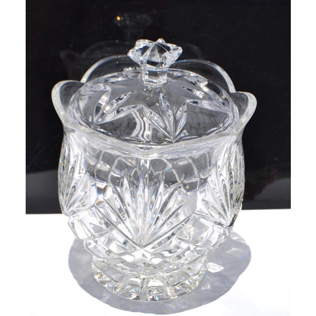 Mid 20th Century Waterford Style Boho Chic Heavy Crystal Bonbonniere Cookie Jar Bowl For Sale - Image 9 of 15