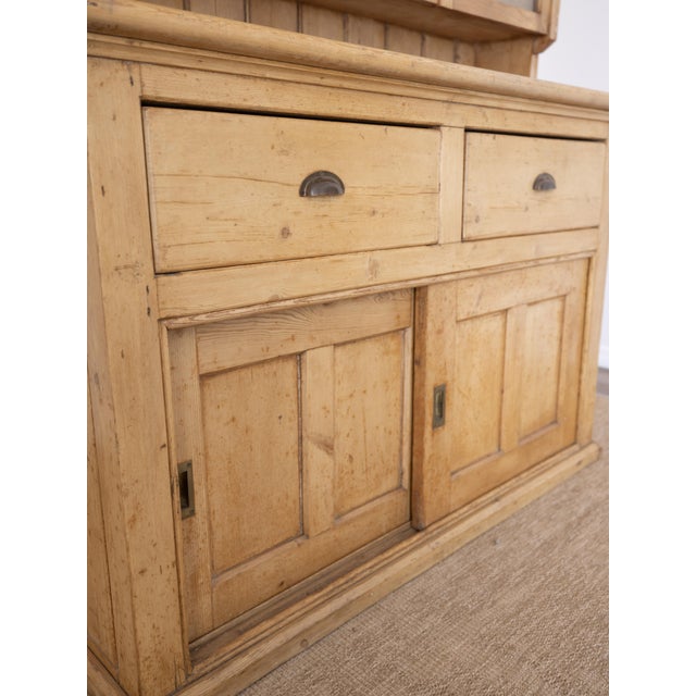 Brown Antique English Pine Kitchen Dresser (Hutch) - Circa 1905 For Sale - Image 8 of 15