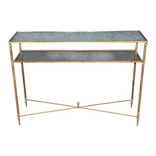 Directoire Style 1980's Glass Top Two Tier Console Table For Sale
