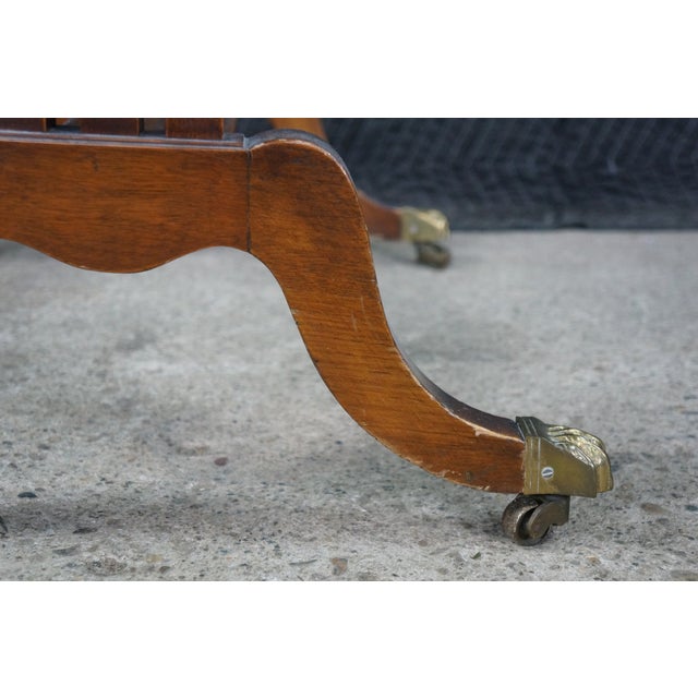 Antique English Regency Style Rosewood Mahogany & Brass Gallery Writing Table For Sale - Image 14 of 18
