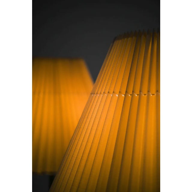 Metal Floor Lamps in Leather and Brass with Original Shades, 1950s, Set of 2 For Sale - Image 7 of 9