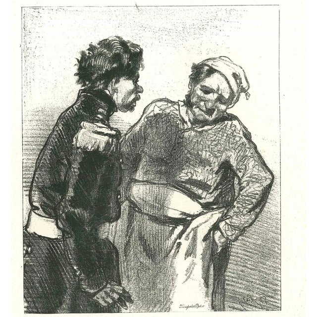 Paul Gavarni, The Conversation, Original Lithograph, 1881 For Sale