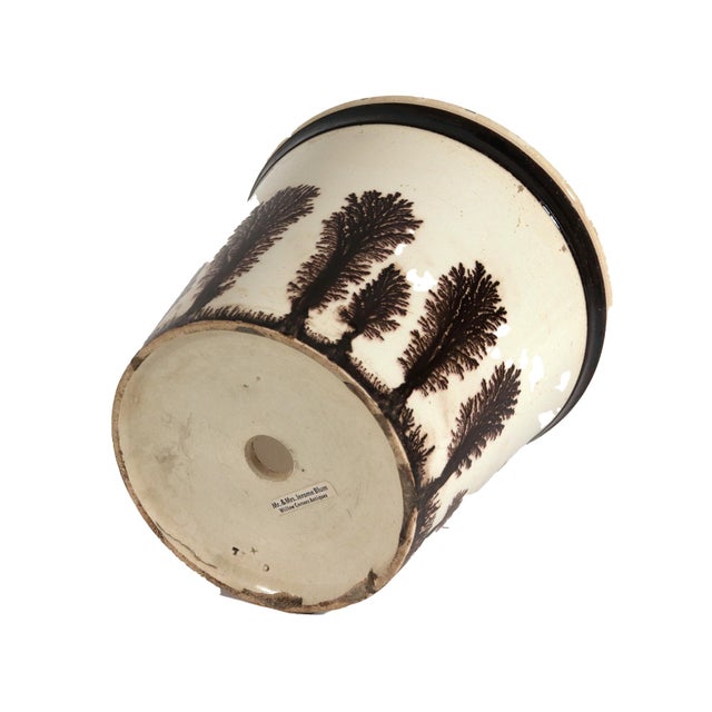 Cream Dendritic Forest: English Mochaware Flower Pot For Sale - Image 8 of 9