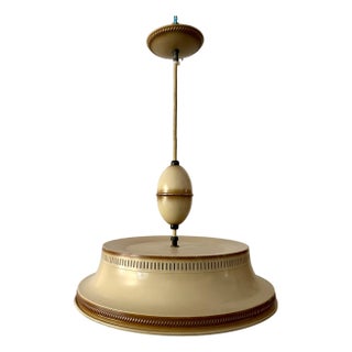 Vintage Art Deco Streamline Moderne Saucer Form Tole Chandelier For Sale