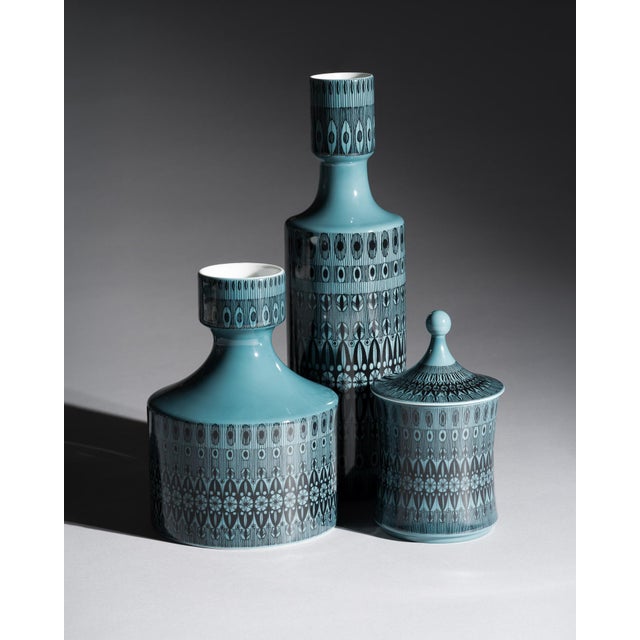 Turquoise Porcelain Vase and Lidded Box Set by Hans Theo Baumann for Rosenthal, 1964, Set of 3 For Sale - Image 17 of 17