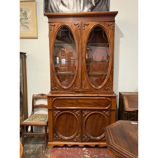Wood 1920s Tall-Boy Secretary China Cabinet For Sale - Image 7 of 11