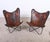 Black Vintage Moroccan Butterfly Chairs with Leather Campaign Seats, Set of 2 For Sale - Image 8 of 8