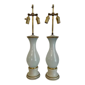 Pair Italian Opalescent Glass Lamps