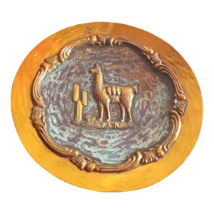 Vintage Peruvian Copper Art Decorative Plate