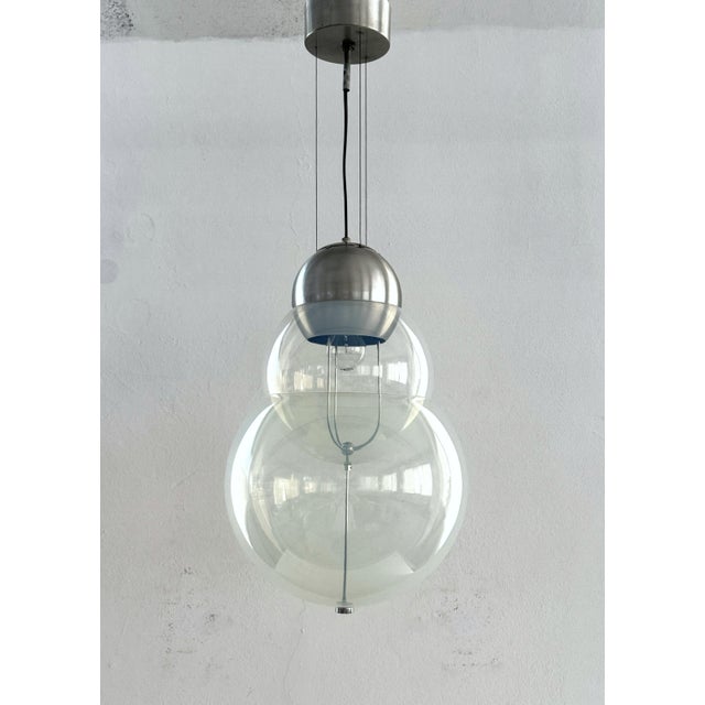 Metal Mid-Century Italian Murano Opaline Glass Chandelier, 1970s For Sale - Image 7 of 18