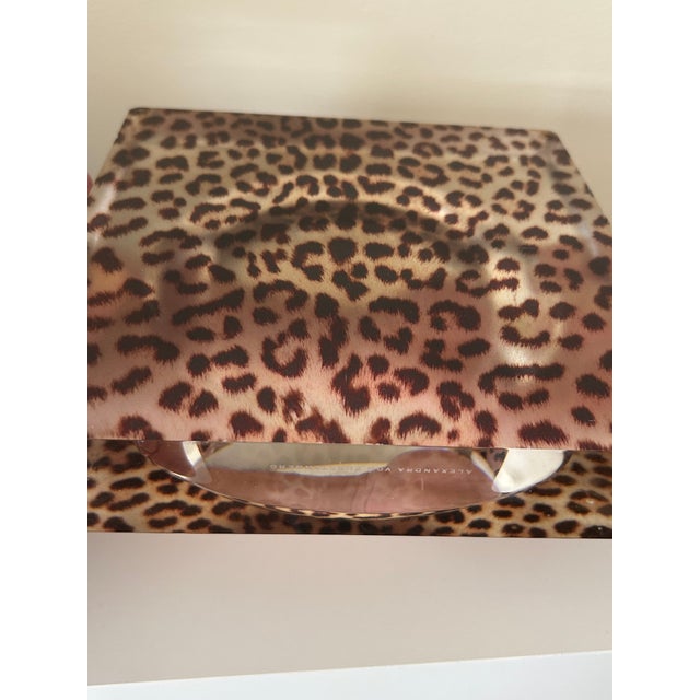 Plastic Contemporary Alexandra Von Furstenberg Leopard Acrylic Bowl Large Size For Sale - Image 7 of 12