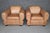 Animal Skin Pair Restored French Art Deco Style Leather Distressed Moustache Club Chairs For Sale - Image 7 of 14