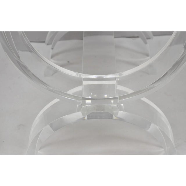 Contemporary Modern Lucite Acrylic X-Form White Vanity Bench Stool Seat For Sale - Image 10 of 15