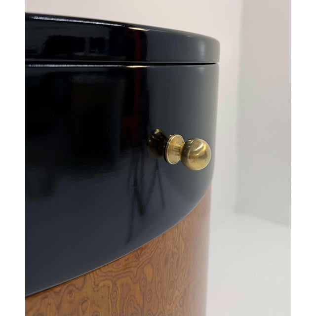 Italian Cylindrical Cabinet in Reconstituted Wood Veneer, 1980s For Sale - Image 10 of 13
