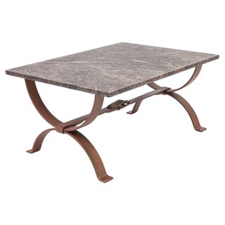 Vintage Sellerie Coffee Table attributed to Jacques Adnet, 1960s For Sale