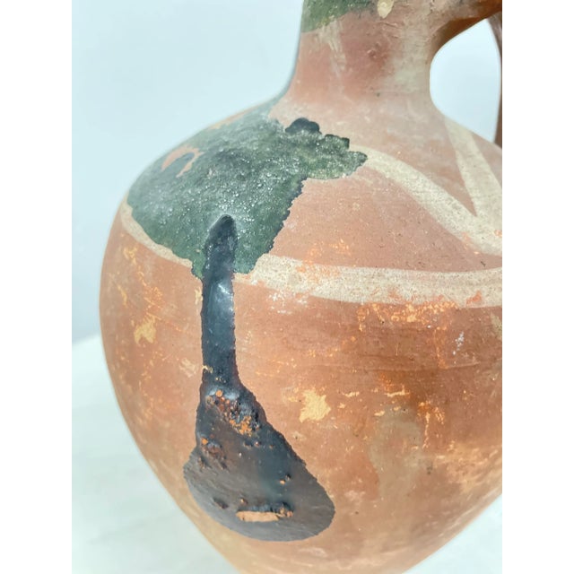 Sculpture Materials Earthly Vintage Primitive Vase Terracotta With Black and Beige Accent Design For Sale - Image 7 of 13