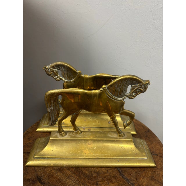 Antique English Brass Bookend Doorstops For Sale - Image 10 of 11